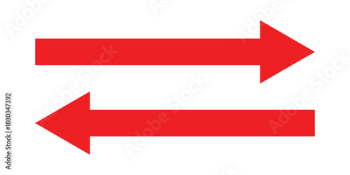 simple red arrow symbol vector, opposite direction arrow symbol.