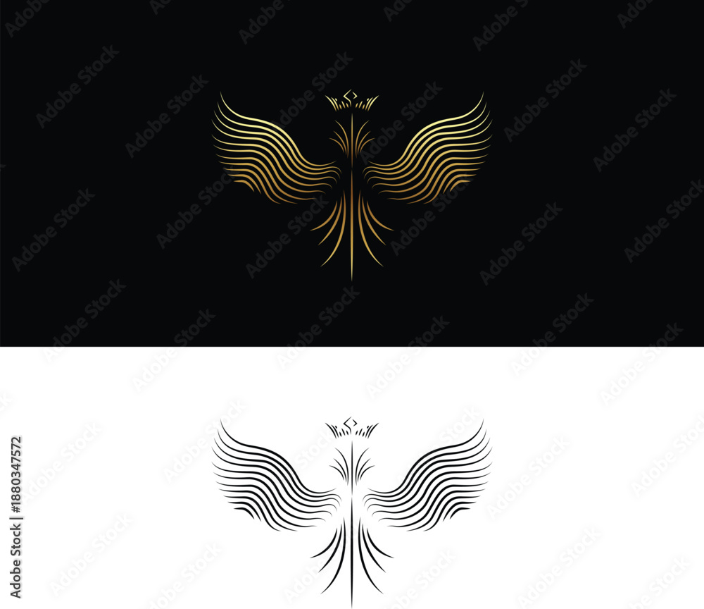 Fototapeta premium Golden Phoenix Emblem