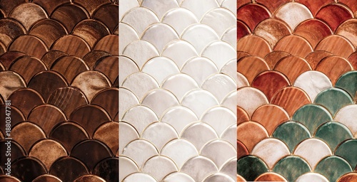 Scalloped tiles in various colors for interior design and decoration © CLARET