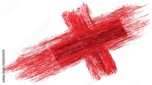 グランジ感のある赤いバツ印の筆跡イラスト。エラー、削除、停止、警告のシンボルとして、またはデザイン素材として活用できる透明な要素。