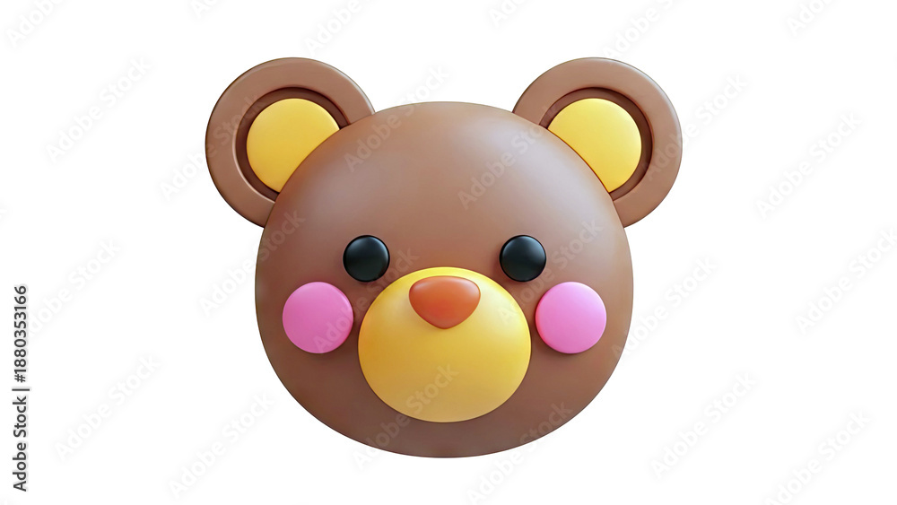 Fototapeta premium Cute 3D Cartoon Teddy Bear Face