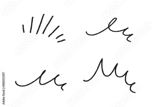 強調やアクセントに使える手書きの集中線と波線装飾セット 雑誌風デザインのワンポイント素材