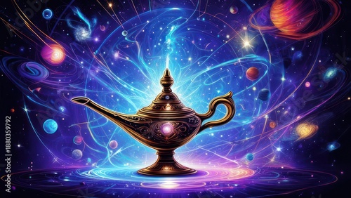 Cosmic genie lamp, swirling nebula