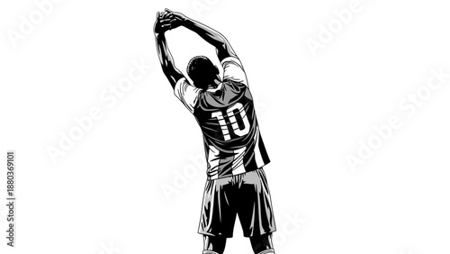 Basketball Player Shooting with Hands Raised.