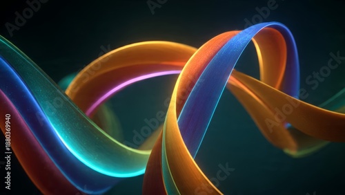 Vibrant Ribbons of Energy: The image showcases a captivating arrangement of vividly colored, swirling ribbons. These dynamic forms twist and turn.