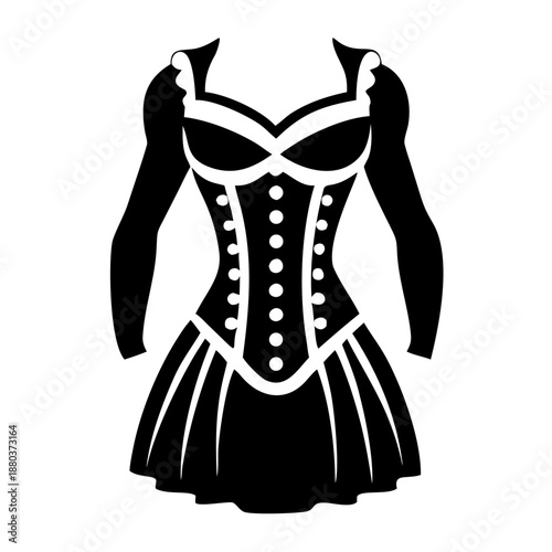 renaissance girl in corset icon silhouette illustration for historical and fantasy design 