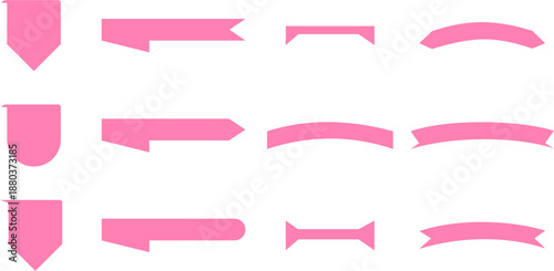 Curved pink ribbon banner with elegant design for announcements, awards, or decorative branding, high-quality vector illustration.