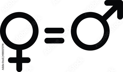 Black gender equality symbol with male and female signs