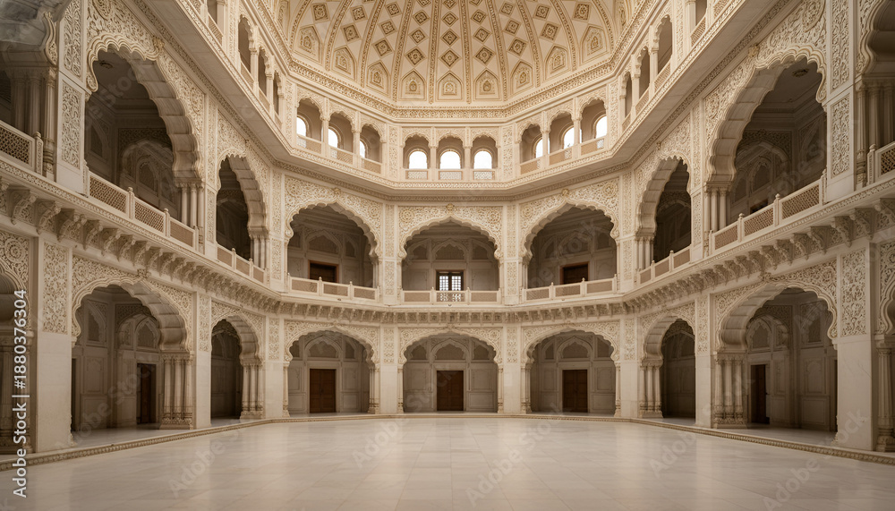 Fototapeta premium Background: Interior hall of an Indian-style castle.