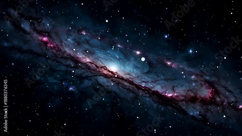 Travel through a color galaxy in deep space