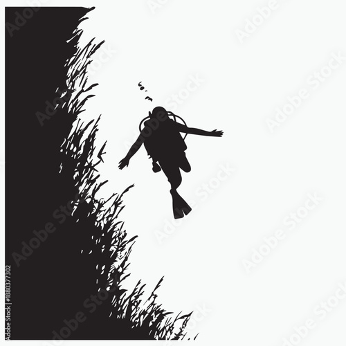 silhouette of a diver