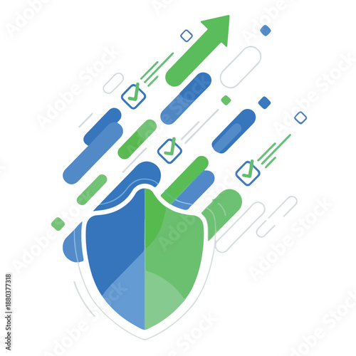 Innovative graphic illustrating the concept of robust security and protection, driving accelerated progress and successful achievements through verified secure pathways