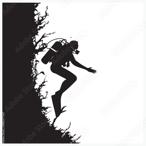 silhouette of a diver