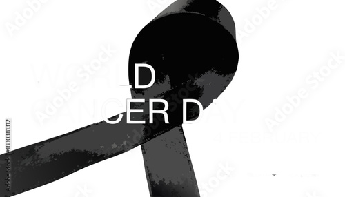Black ribbon awareness symbol Vector, illustration