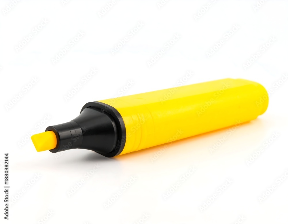 Fototapeta premium Bright yellow highlighter pen on white background
