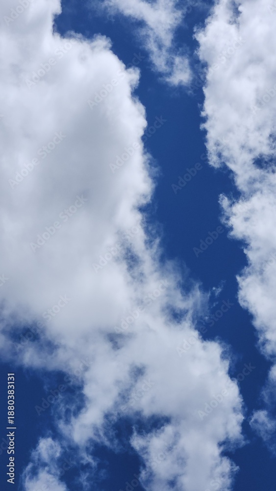Obraz premium 0027 Bright Vivid Blue Sky and Fluffy Cloudscape