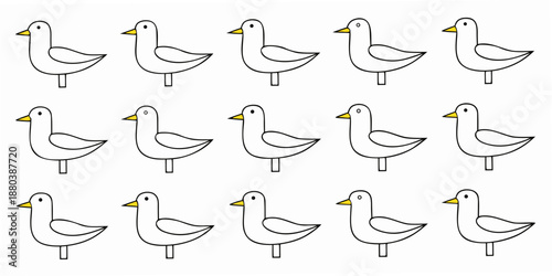 A simple pattern of cartoon ducks arranged in a grid formation