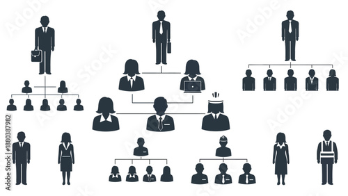 Business Organizational Chart Illustration with People.
