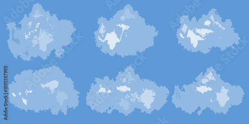 A collection of fluffy white clouds against a clear blue sky backdrop