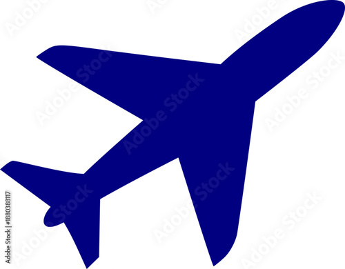 Airplane Icon Featuring Dark Blue Silhouette for Travel Aviation and Transportation Design