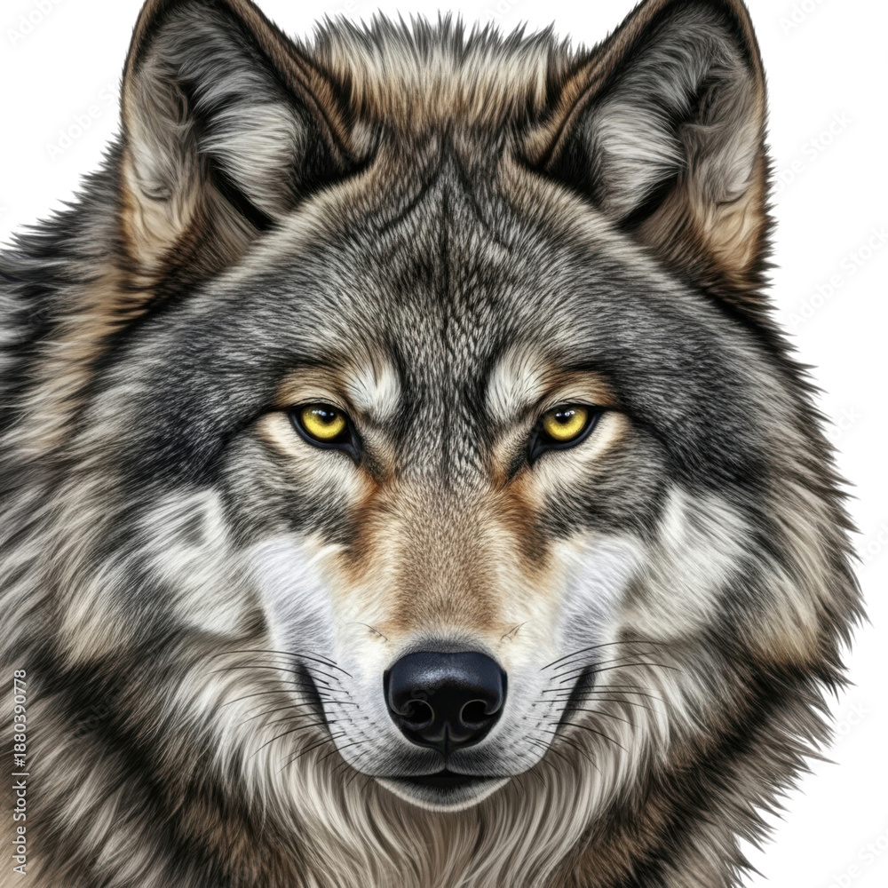 Fototapeta premium Close-up wolf face isolated on transparent background