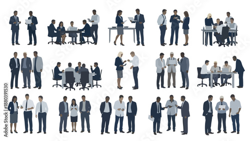 Collection of Business People in Various Scenes.