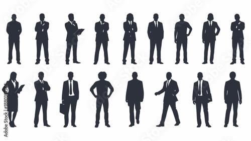 Collection of Business People Silhouettes Standing.