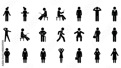 Collection of Silhouettes of People in Various Poses.