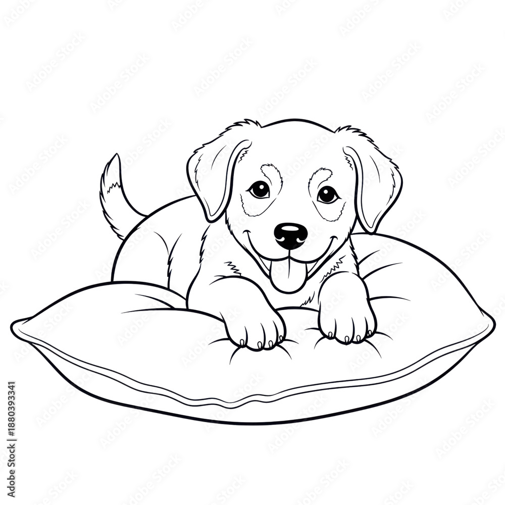 Fototapeta premium Cute puppy on pillow isolated on transparent background