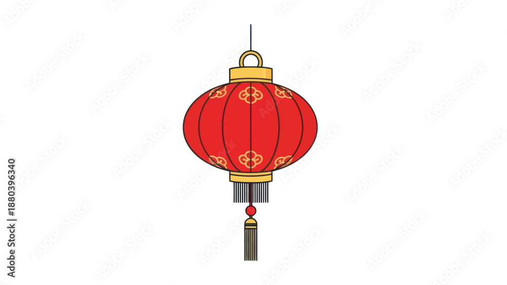 Fototapeta premium Chinese Red Lantern with Tassel Hanging - Isolated