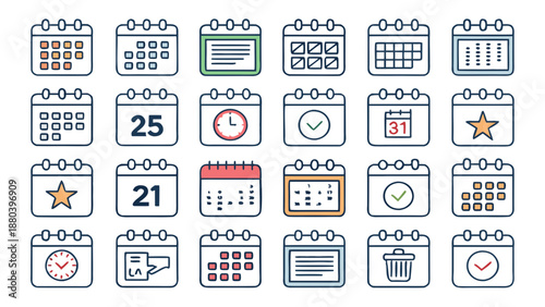 Collection of illustrated calendars Vector