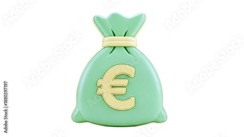 Green money bag with Euro symbol