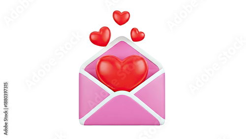 Pink Envelope with Red Hearts