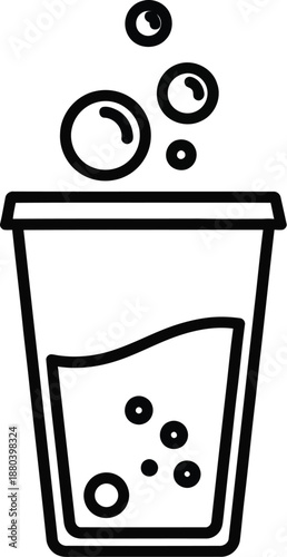 Fizzy drink in a plastic cup with bubbles, beverage illustration