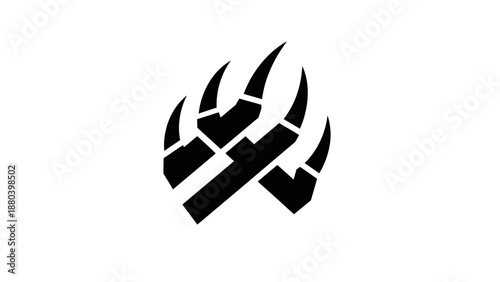 Black graphic bear claw mark symbol on a white background.