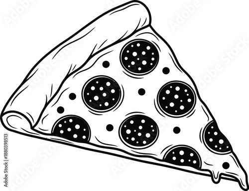 Pepperoni pizza slice, delicious italian food, tasty meal