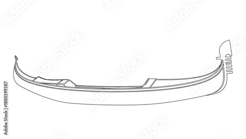 Simple line drawing of a traditional Venetian gondola.