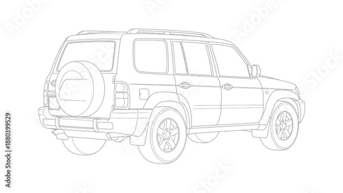 Simple line drawing of a four-wheel drive SUV vehicle.