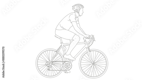 Simple line drawing of a cyclist riding a bicycle.