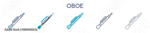 Oboe Element For Design Graphic - Multi Styles. Vector Illustration Of Two Colored And Black. Multiple Icons Designs Can Be Used For Mobile, Ui, Web 