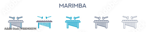 Marimba Element For Design Graphic - Multi Styles. Vector Illustration Of Two Colored And Black. Multiple Icons Designs Can Be Used For Mobile, Ui, Web 