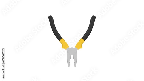 Combination plier tool animation on white background.