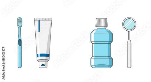 Dental cleaning kit with toothbrush, toothpaste, mouthwash, and mirror  