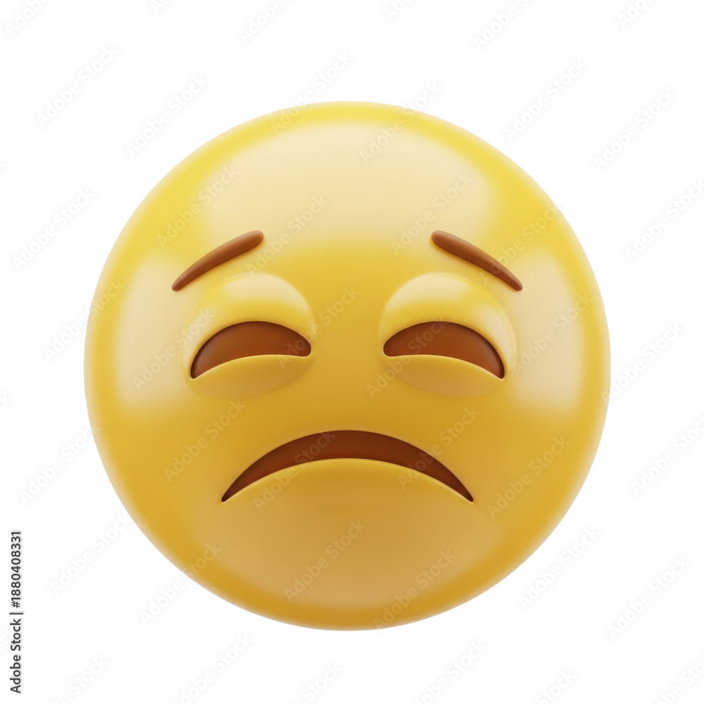 Fototapeta premium Sad face emoji isolated on transparent background