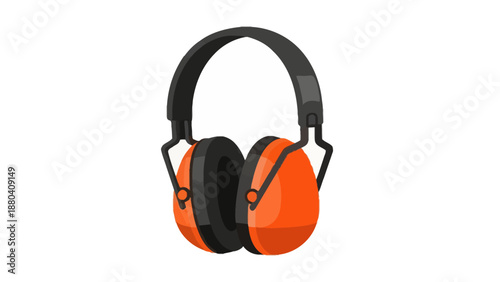 Orange and black earmuffs on a white background