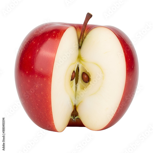 Freshly cut apple halved isolated on transparent background