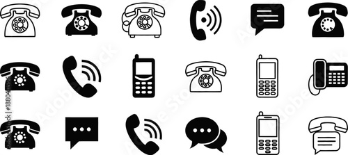 Retro telecommunications icon set
