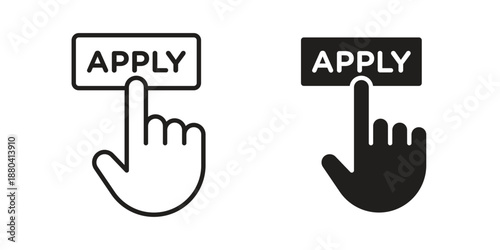 Apply icons vector glyph and thin line. Black icons