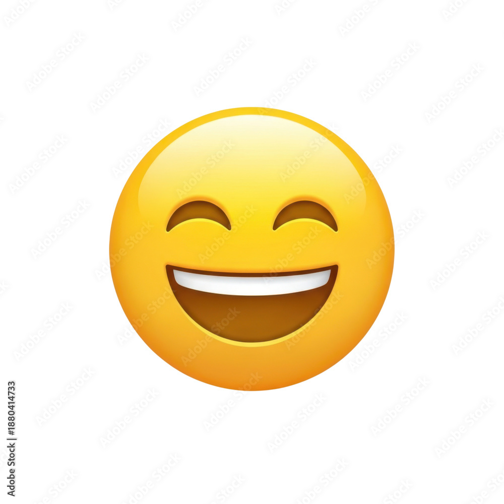 Fototapeta premium Laughing emoji face isolated on transparent background