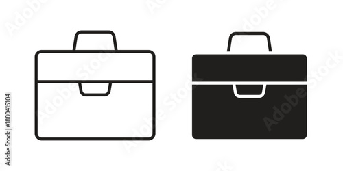 Briefcase icons vector glyph and thin line. Black icons